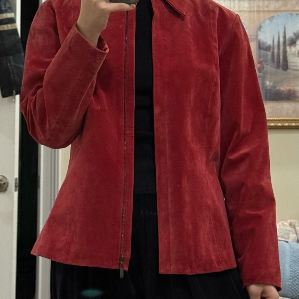 Cool girl red suede jacket